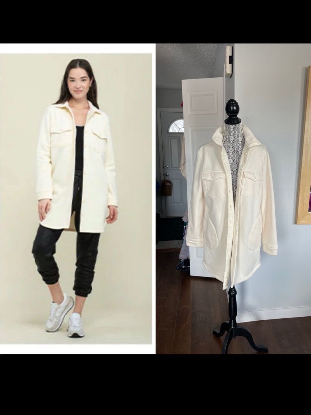Oversized Orb Cozy Fleece Long Shacket Sweater Jacket. Button Up. Pockets. Small